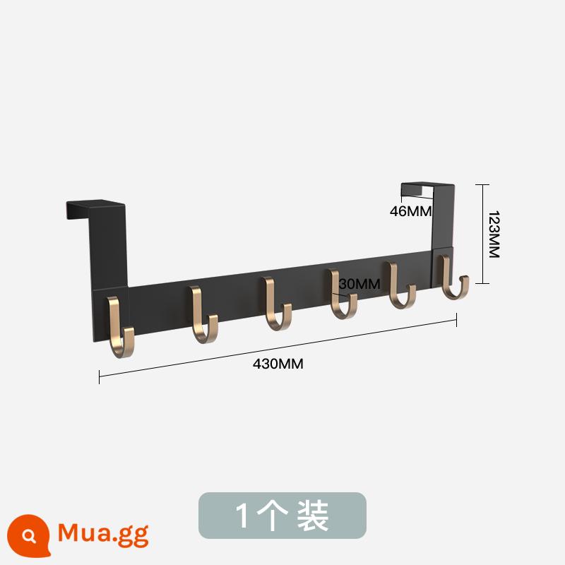 Hợp kim nhôm khoét lỗ phòng thay đồ cửa phòng móc treo quần áo giá treo tường dính móc lưu trữ hiện vật - Mới nâng cấp, dày dặn và không biến dạng - đen và vàng (tất cả đều bằng nhôm có 6 móc) 1 gói