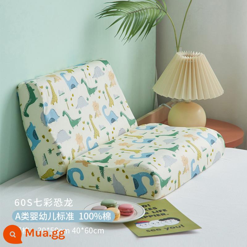 Áo Gối Cao Su Gối Cao Su Cotton 1 Đôi 30X50 Cotton Nguyên Chất Vỏ Gối Trẻ Em Mới 2022 40Cm X 60Cm - [Gói đơn] Khủng long đầy màu sắc