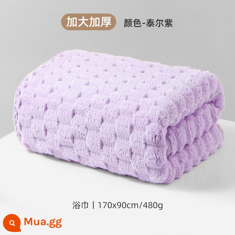 Bộ ba khăn tắm mưa phùn 2024 mới dày hơn cotton nguyên chất thấm nước tắm mũ sấy tóc gia đình mùa thu đông phụ nữ - Khăn Tắm (Tier Purple) [Lớn và kháng khuẩn dày 170*90cm]