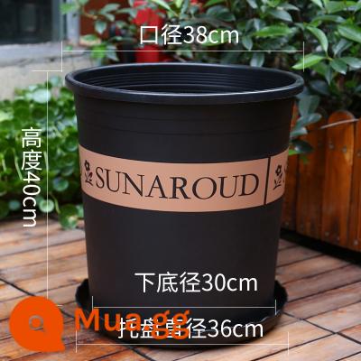 Chính hãng dày gallon nồi 6 gallon 7 gallon chậu hoa nhựa chậu hoa quá khổ nhựa cao ống hoa hồng cây ăn quả nồi - 7 gallon xám đen [có khay] 2 gói