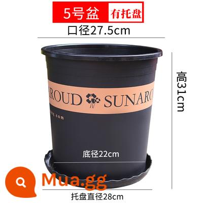 Chính hãng dày gallon nồi 6 gallon 7 gallon chậu hoa nhựa chậu hoa quá khổ nhựa cao ống hoa hồng cây ăn quả nồi - 5 Gallon Đen [Có Khay] 2 Gói