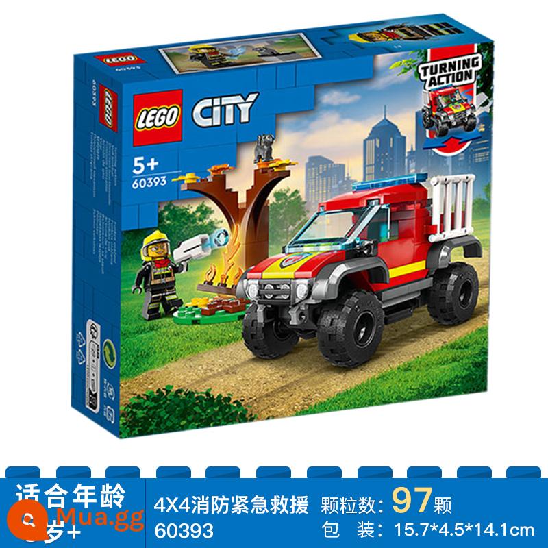 Lego Khối Xây Dựng Dòng Thành Phố Máy Bay Chữa Cháy Những Người Bạn Tốt Bé Trai Và Bé Gái Lắp Ráp Xe Thể Thao Đồ Chơi Hộp Nhỏ Bộ Khởi Đầu - Cứu hộ khẩn cấp hỏa hoạn 4X4 60393