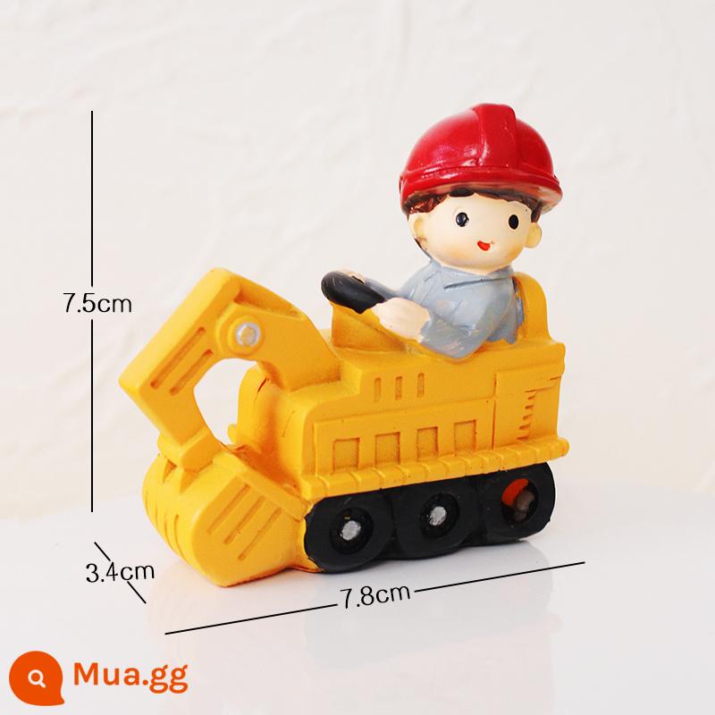 Xe kỹ thuật trang trí bánh trang trí máy xúc máy ủi bé trai và trẻ em một tuổi cắm máy đào rào chắn phim hoạt hình - 1 cậu bé trang trí máy xúc