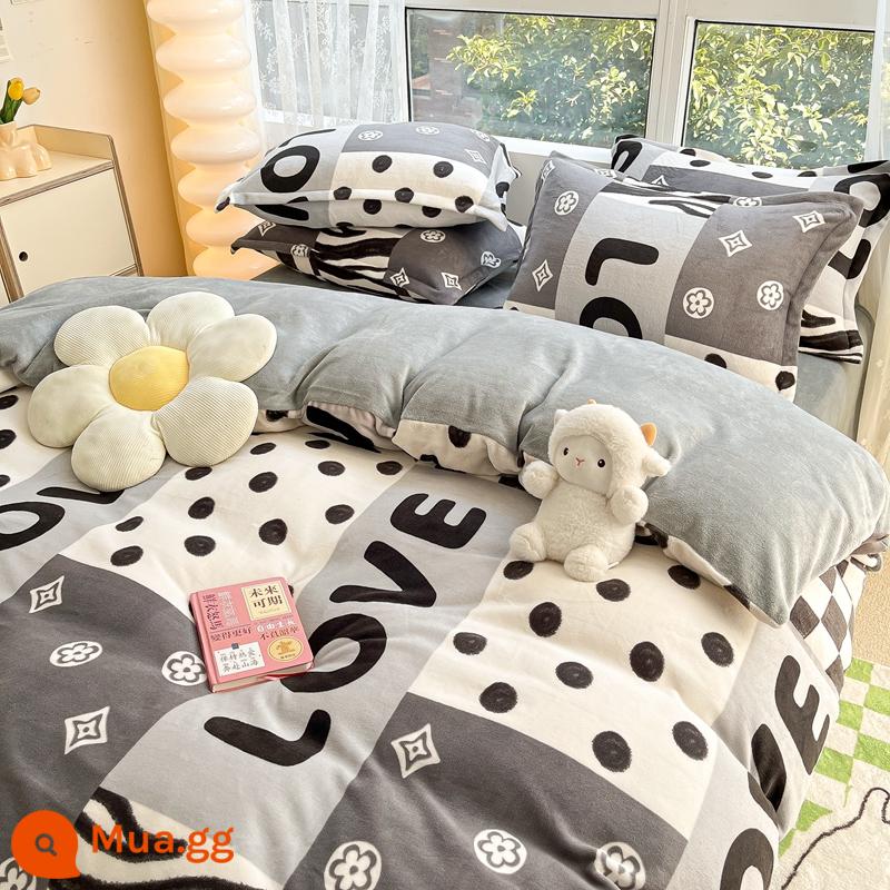 Nhung san hô vỏ chăn 1 mùa đông Plus nhung 2 mặt sang trọng flannel vỏ chăn đơn đôi nhung sữa 1.5m hoa con - Nhung sữa Dolby