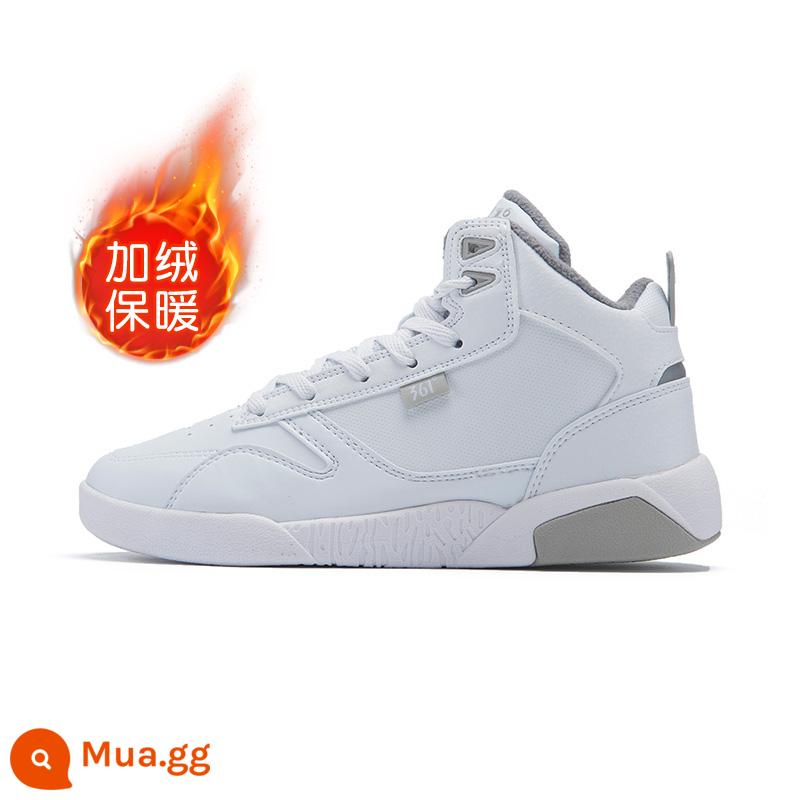 Giày Nữ 361 Nhung Giày Thể Thao Mùa Thu Đông 2022 Mới Tất Ấm Áp Plus Nhung Hai Bông Giày Sneaker Nữ Ống Cao - [Nam Plus Velvet] Trắng/Xám 6U 6601A