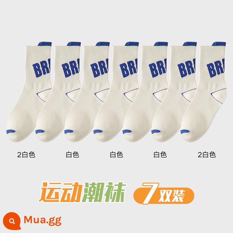 Zhuji Sock Men Mid -winter Mid -work Cotton Pregittered Switters và Sweat Sports Sports Autumn Basketball - 7 đôi [kết hợp J]