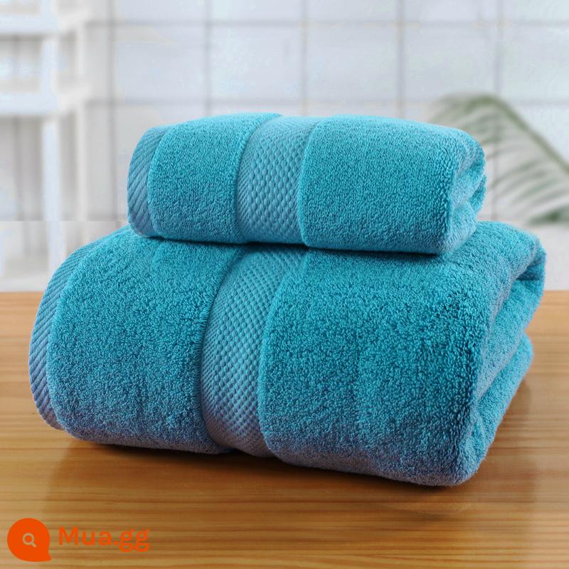 Lớn Khăn Tắm Hộ Gia Đình Cotton Nguyên Chất Cotton Thấm Hút Khăn Khách Sạn Bộ 3 Người Lớn Nam Nữ Quấn Khăn Mùa Đông Dày Dặn Mới 2022 - Bộ 2 món Peacock-Santorini (1 khăn tắm + 1 khăn tay)