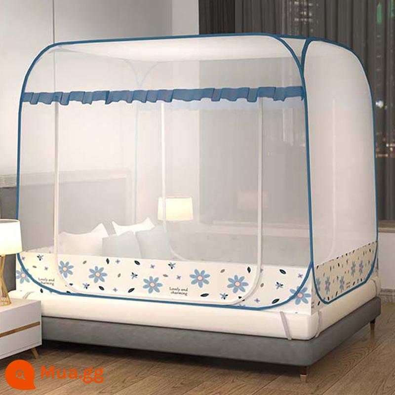 Màn chống muỗi yurt mới 1,5m tại nhà lắp đặt miễn phí Màn chống muỗi có dây kéo chống rơi cho trẻ em có giá đỡ lều 1,8m - Mối tình đầu-Màu xanh [Bảo hiểm vận chuyển miễn phí]