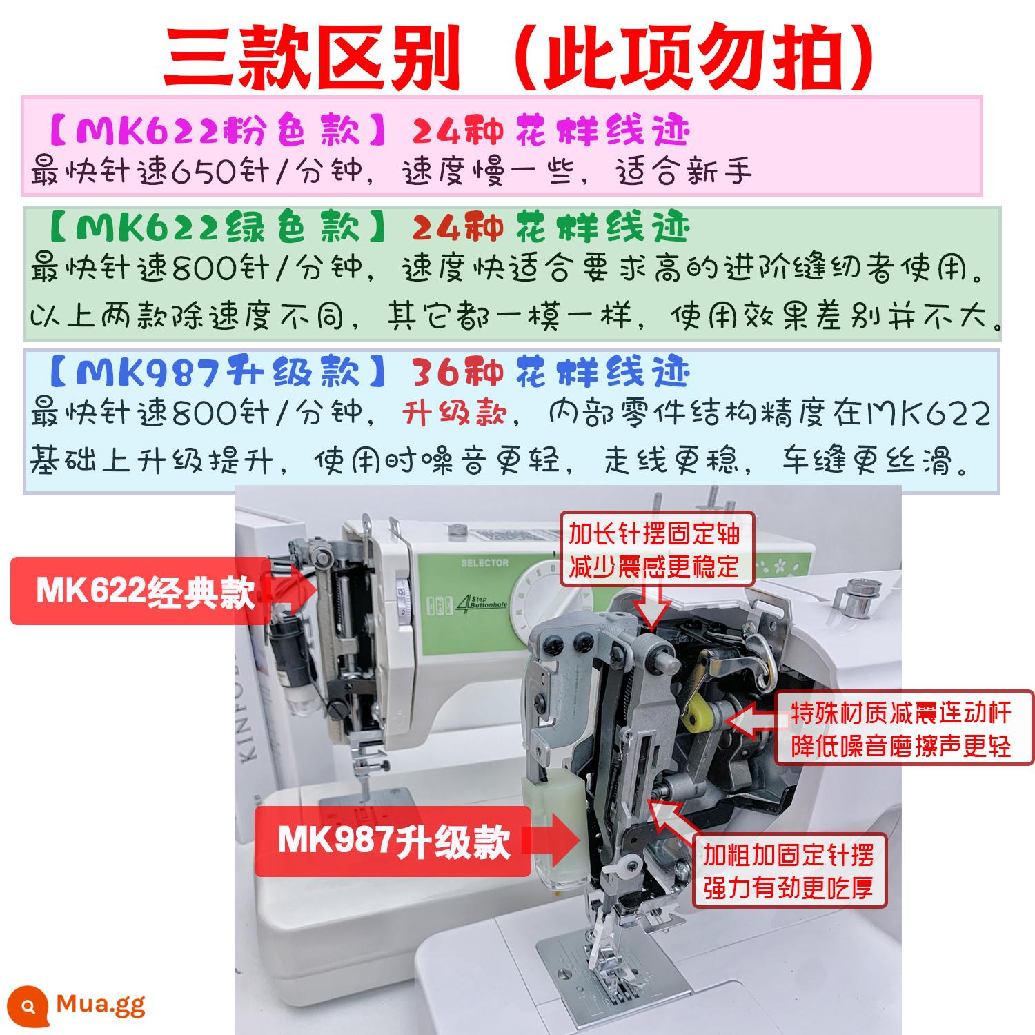 MEKKA MK622 Hộ Gia Đình Để Bàn Điện Máy Đa Năng Hoàn Toàn Tự Động Nhỏ Máy Có Vắt Sổ - Sự khác biệt giữa ba mô hình [xem hình ảnh]