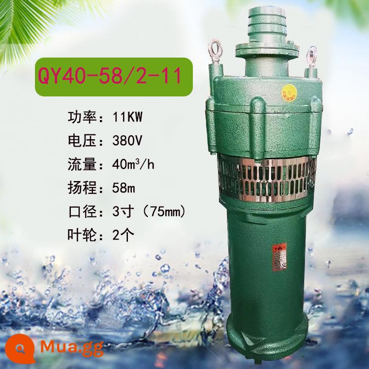 Máy bơm chìm dầu QY của Nhân dân Thượng Hải Máy bơm chìm ba pha 380v nâng cao tưới tiêu đất nông nghiệp dòng chảy lớn máy bơm giếng sâu công nghiệp - Tiêu chuẩn quốc gia 11KW 3 inch 40 tấn 58 mét