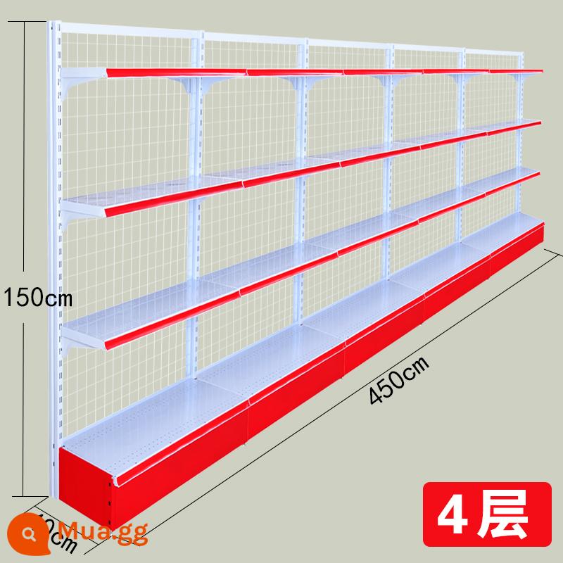 Kệ siêu thị trưng bày cửa hàng tiện lợi đồ ăn nhẹ hiệu thuốc cửa hàng văn phòng phẩm căng tin thực phẩm mẹ và bé kệ nhiều tầng - Một mặt dài 4,5 mét, rộng 0,4, cao 1,5, bốn tầng