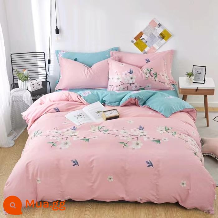 Vỏ chăn bông 100% cotton một mảnh 150x200x230 vỏ chăn bông đôi vải chéo giường đơn 1,5m1,8m - Hoa Lộng Lẫy-Hồng