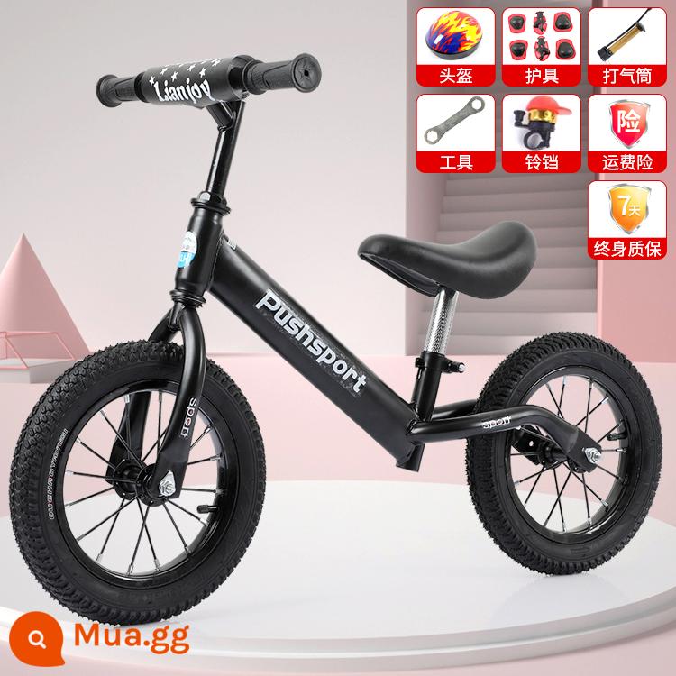 Xe thăng bằng trẻ em nhấp nháy xe 2 bánh yoyo đua 12 inch 14 inch xe trượt Scooter tự hành cho bé 2-3-6-7 tuổi - Lốp khí nén thép carbon cao 12 inch màu đen + túi quà tặng, thích hợp cho 85-120 cm