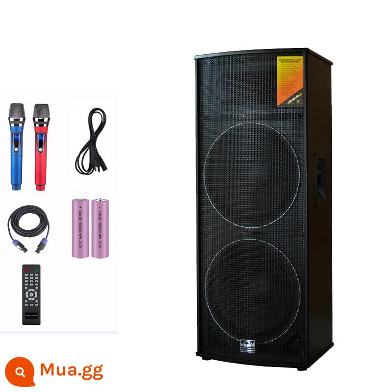 Halledi Đôi 15 Inch Loa Hoạt Động Cao Cấp Hiệu Suất Ngoài Trời Vuông Sân Khấu Shop Cưới Bộ Âm Thanh - Một loa hoạt động + 2 micro có thể sạc lại