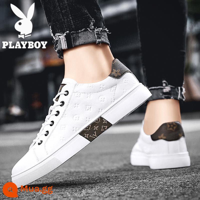 Giày nam Playboy giày thể thao mùa đông giày thể thao tăng chiều cao ống giữa phong cách Hàn Quốc giày thời trang mùa thu giày đế mềm - Đông trắng PL321368D