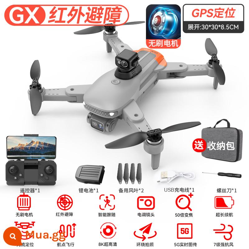 UAV trẻ em chuyên nghiệp chụp ảnh trên không độ nét cao máy bay điều khiển từ xa đồ chơi học sinh tiểu học máy bay không người lái mini cấp nhập cảnh nhỏ - [Pin dung lượng lớn] Khả năng chống gió cấp 7/Lớn/Không chổi than GPS Cấp chuyên nghiệp [GPS Tự động quay về nhà + Tránh chướng ngại vật hồng ngoại] 8K/Camera kép [Không chổi than/Dòng quang/Điều khiển tốc độ điện tử]-Xám