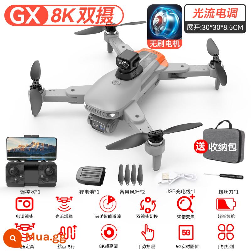 UAV trẻ em chuyên nghiệp chụp ảnh trên không độ nét cao máy bay điều khiển từ xa đồ chơi học sinh tiểu học máy bay không người lái mini cấp nhập cảnh nhỏ - Loại lớn/Không chổi than Cấp độ chuyên nghiệp [Tránh chướng ngại vật toàn diện 540°] 8K HD [Camera kép điều chỉnh tốc độ điện tử + Di chuột theo luồng quang học/Quay lại bằng một cú nhấp chuột] Túi lưu trữ miễn phí - Màu xám