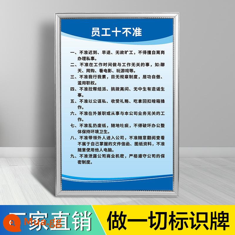 Thường được sử dụng hệ thống quản lý công ty thương hiệu nhà máy xưởng an toàn quản lý sản xuất biểu đồ treo tường khẩu hiệu truyền cảm hứng dán tường mã nhân viên tự động viên thái độ làm việc tinh thần đồng đội quản lý chất lượng - Nhân viên không được phép làm gì (bảng KT)