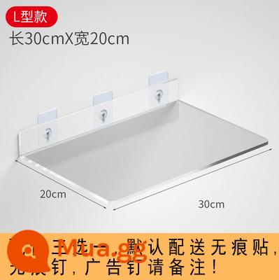 Kệ Acrylic treo tường vách ngăn miễn phí đục lỗ một từ bảng bếp bột phòng tắm kệ tùy chỉnh - Trong suốt hình chữ L dài 30cm rộng 20cm