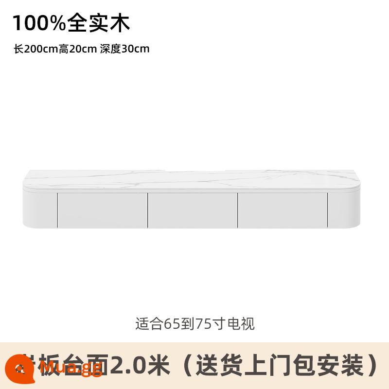 Tủ tivi treo tường gỗ treo tường lưu trữ phòng ngủ phòng khách nền tường căn hộ nhỏ màu trắng tủ tivi treo - [Nâng cấp và mở rộng] Tủ tivi 2.0m mặt đá trắng