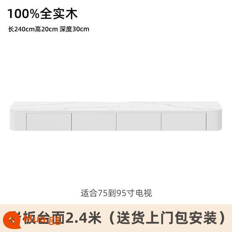 Tủ tivi treo tường gỗ treo tường lưu trữ phòng ngủ phòng khách nền tường căn hộ nhỏ màu trắng tủ tivi treo - [Nâng cấp và mở rộng] Tủ tivi 2,4m mặt đá trắng