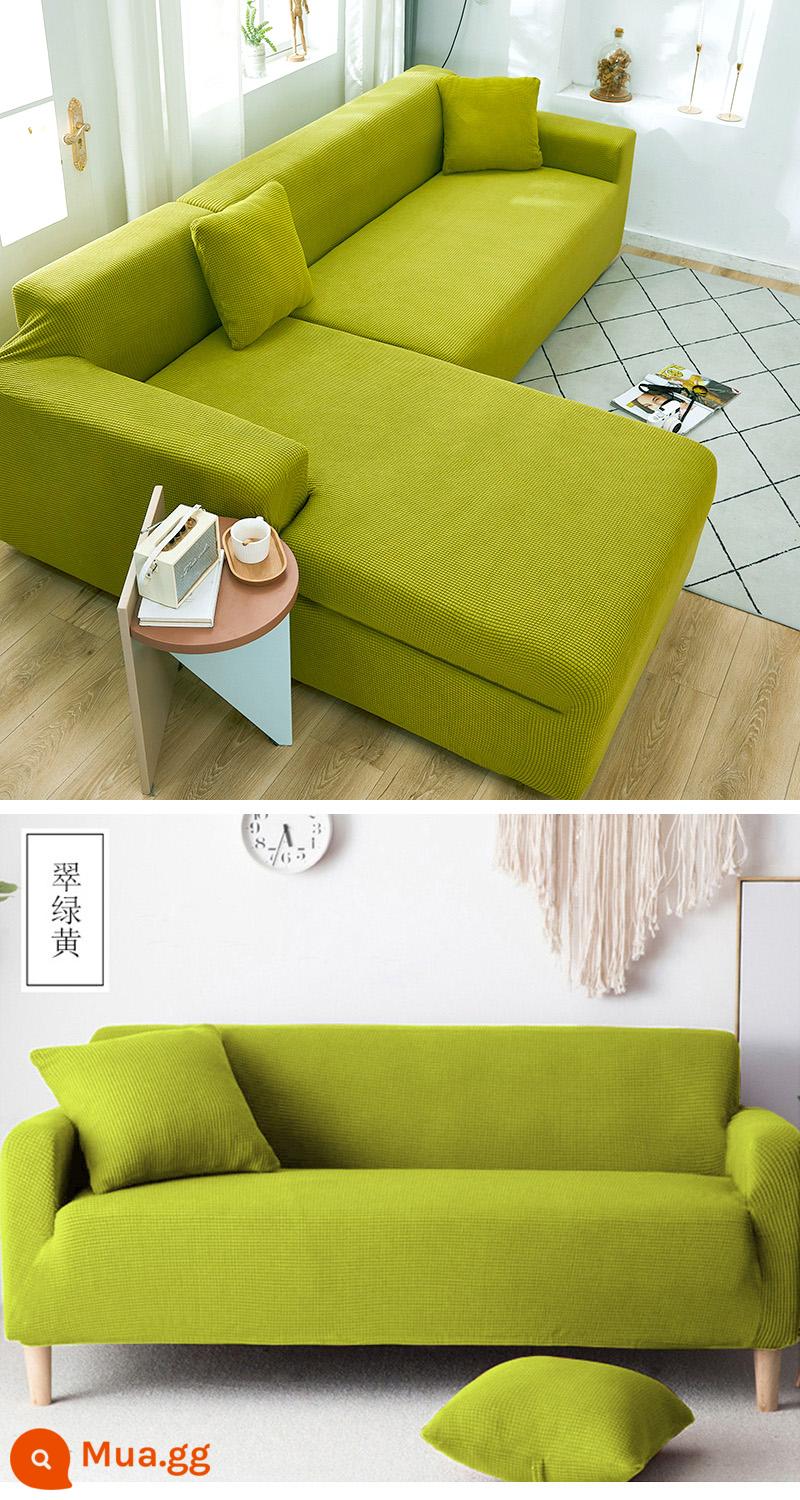 Bọc Ghế Sofa Tất Cả Bao Gồm Đa Năng Lười Full Bọc Ghế Sofa Bốn Mùa Đa Năng Sofa Đệm Đàn Hồi Bao Vải Bộ Vải - Màu vàng xanh ngọc lục bảo (dệt dày) đi kèm vỏ gối và dải chống trượt