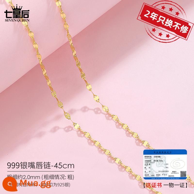 Vòng cổ bạc 999 phụ nữ không có mặt dây chuyền bạc 925 mạ vàng 18k dây chuyền dây vàng màu dây chuyền mỏng nhiều màu bạc dây chuyền trơn - 999 dây chuyền môi 45