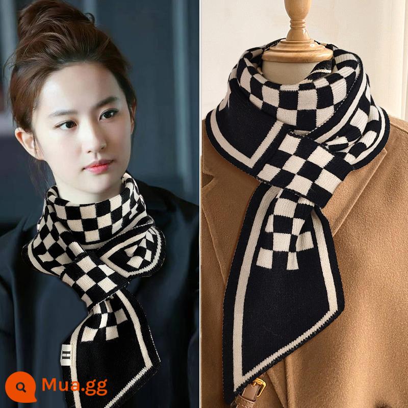 Khăn quàng bảo vệ cổ nhỏ cho nữ mùa đông 2023 mùa xuân thu mới houndstooth khí chất đốt sống cổ đa năng cổ khăn quàng cổ lười - Khăn quàng cổ nhỏ màu be