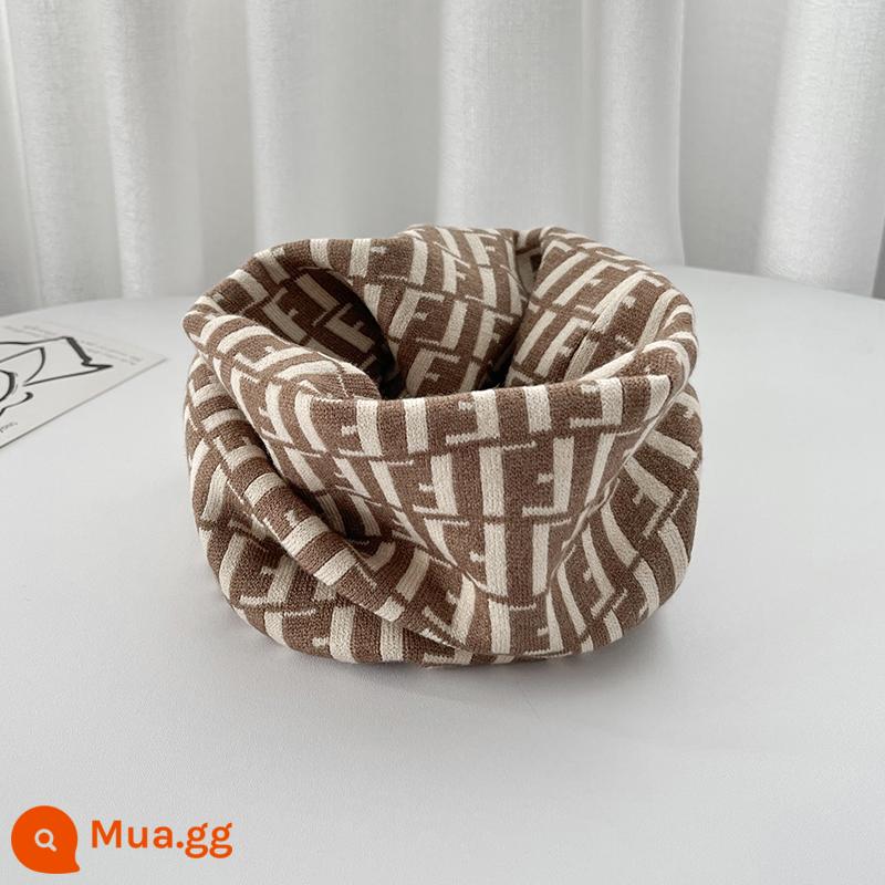 Houndstooth kẻ sọc khăn quàng cổ cho nữ mùa đông mới 2023 phổ biến cổ khăn quàng cổ chống gió len dệt kim cổ khăn - Khăn quàng dệt kim nhỏ - nâu đôi F