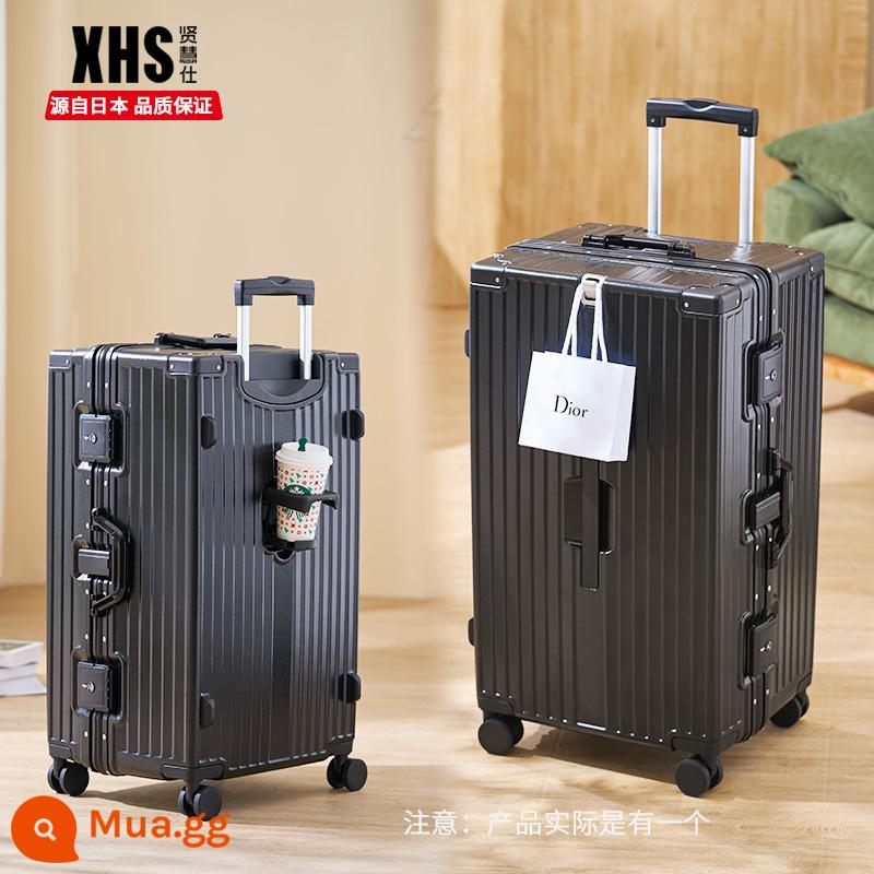 Máy khởi động Hyhishay của Nhật Bản Men's Large -Scapacity Travel Box Khung nhôm khung nhôm - Model nâng cấp - khung nhôm - màu đen lịch lãm - có móc + giá đỡ cốc