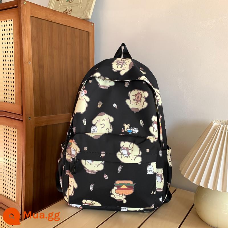 Kuromi Giai Điệu Ngọc Chó Schoolbag Nữ Trung Học Cơ Sở Ba Lô Học Sinh Tiểu Học Ba Lô Dành Cho Lớp 3 Đến Lớp 6 - Ba lô chó pudding đen (không có mặt dây chuyền)