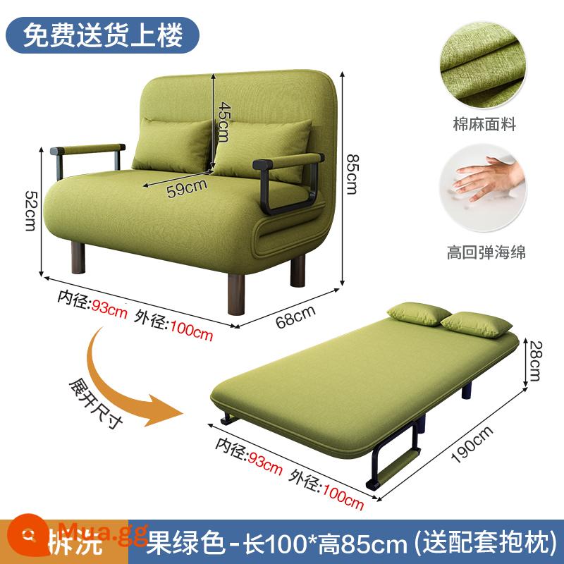 Lưới Đỏ Sofa Giường Gấp 1 Đa Năng Căn Hộ Nhỏ Phòng Khách Nhà Kéo Đẩy Có Thể Thu Vào Đa Năng Mới 2022 - Ghế đôi màu xanh lá cây 100 quả [nâng cấp độ dày và gia cố]