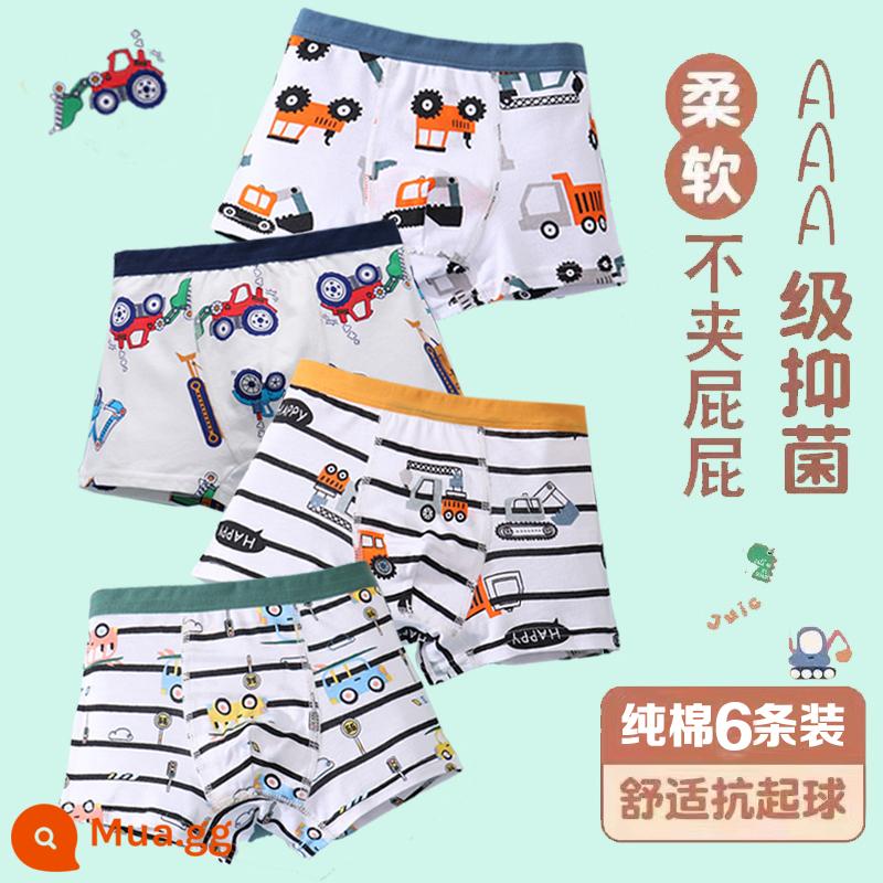 Trẻ em 2 quần lót 3 nam cotton nguyên chất 100% boxer 4 trẻ em 5 vuông 6 cotton nguyên chất 7 quần đùi đầu 8 bé 9 tuổi không kẹp pp - Bàn tay quái vật trắng 6 gói