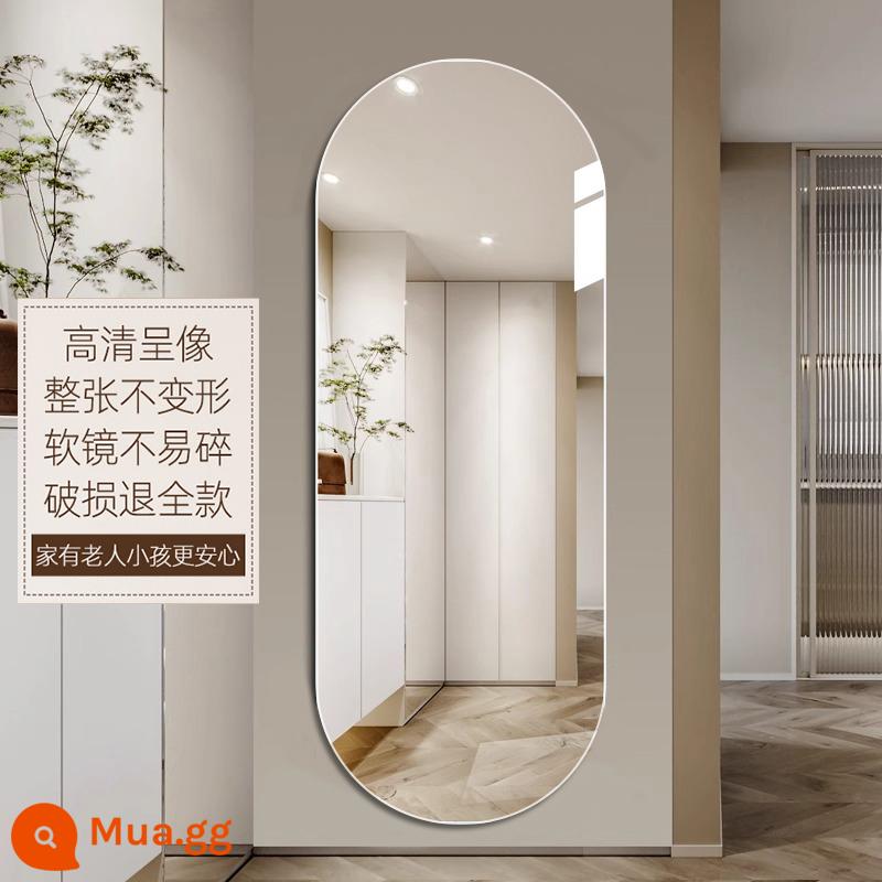 Gương mềm treo tường Gương toàn thân acrylic tự dính tại nhà Gương dài toàn thân không biến dạng độ phân giải cao gắn vào tường - Vòng tròn đôi 30 * 120cm [thân kính dày, hình ảnh không bị biến dạng]