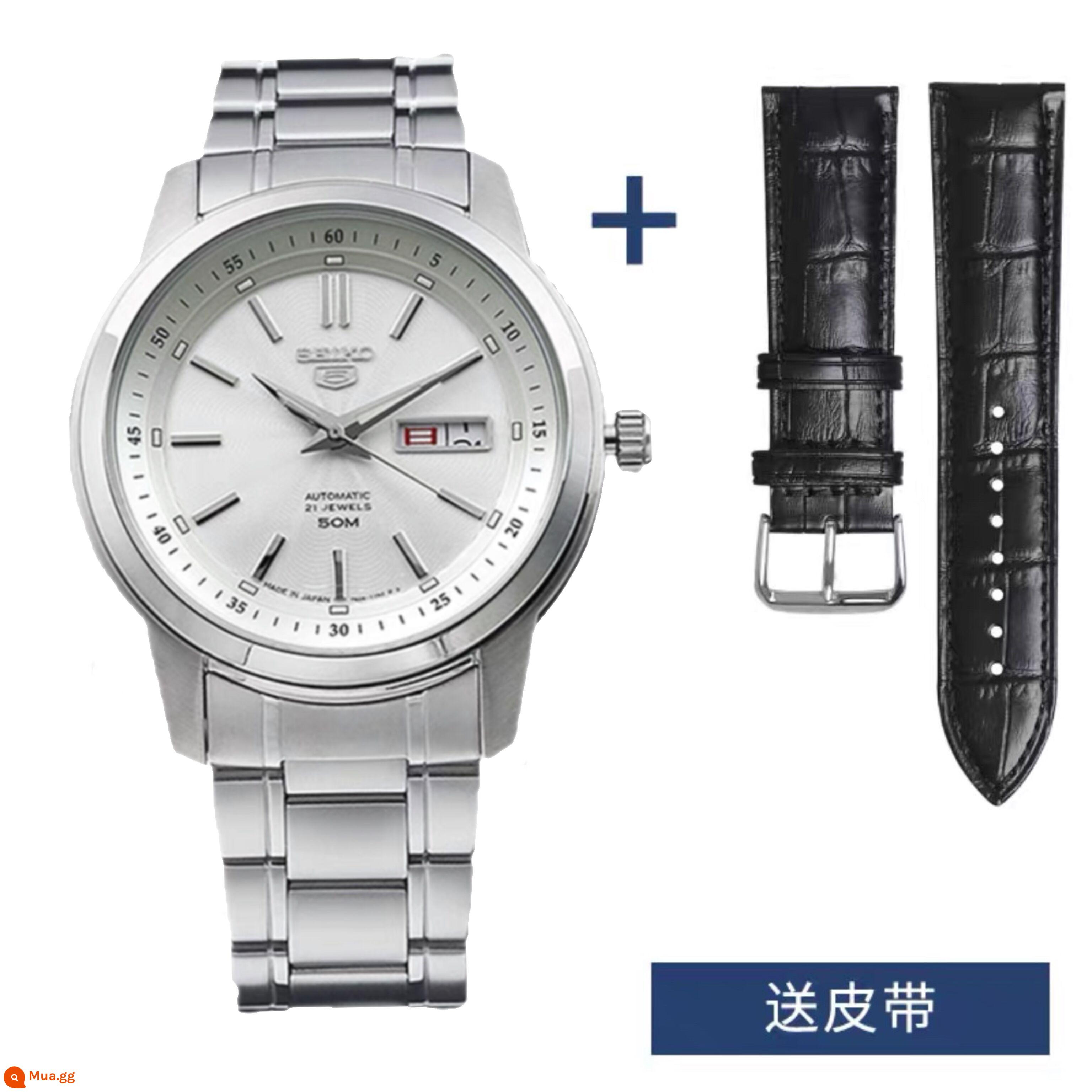 Đồng hồ đeo tay nam cơ học Seiko số 5 của Nhật Bản, đồng hồ đeo tay dây thép cơ tự động giải trí ba kim giải trí dạ quang SNKM92J1 - Dây đai tự do thanh lịch SNKM83J1