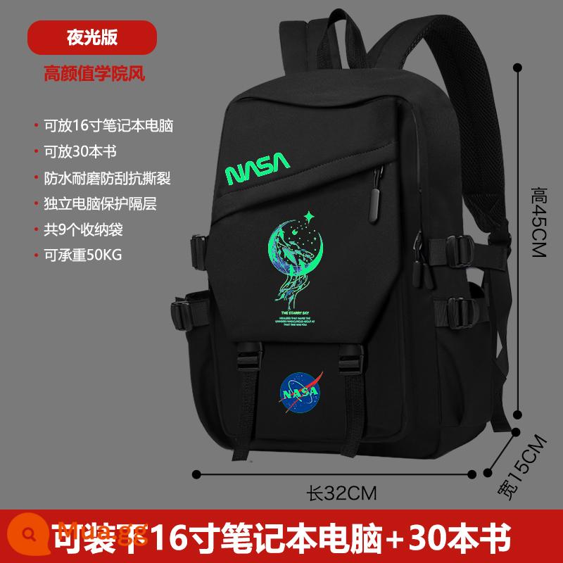 Hành Tinh Nasa Lười Thời Trang Schoolbag Ba Lô Nam Thích Hợp Học Sinh Trung Học Cơ Sở Đơn Giản Hợp Thời Trang Thương Hiệu Sinh Viên Đại Học Ba Lô - Cá heo xanh của NASA phát sáng trong bóng tối