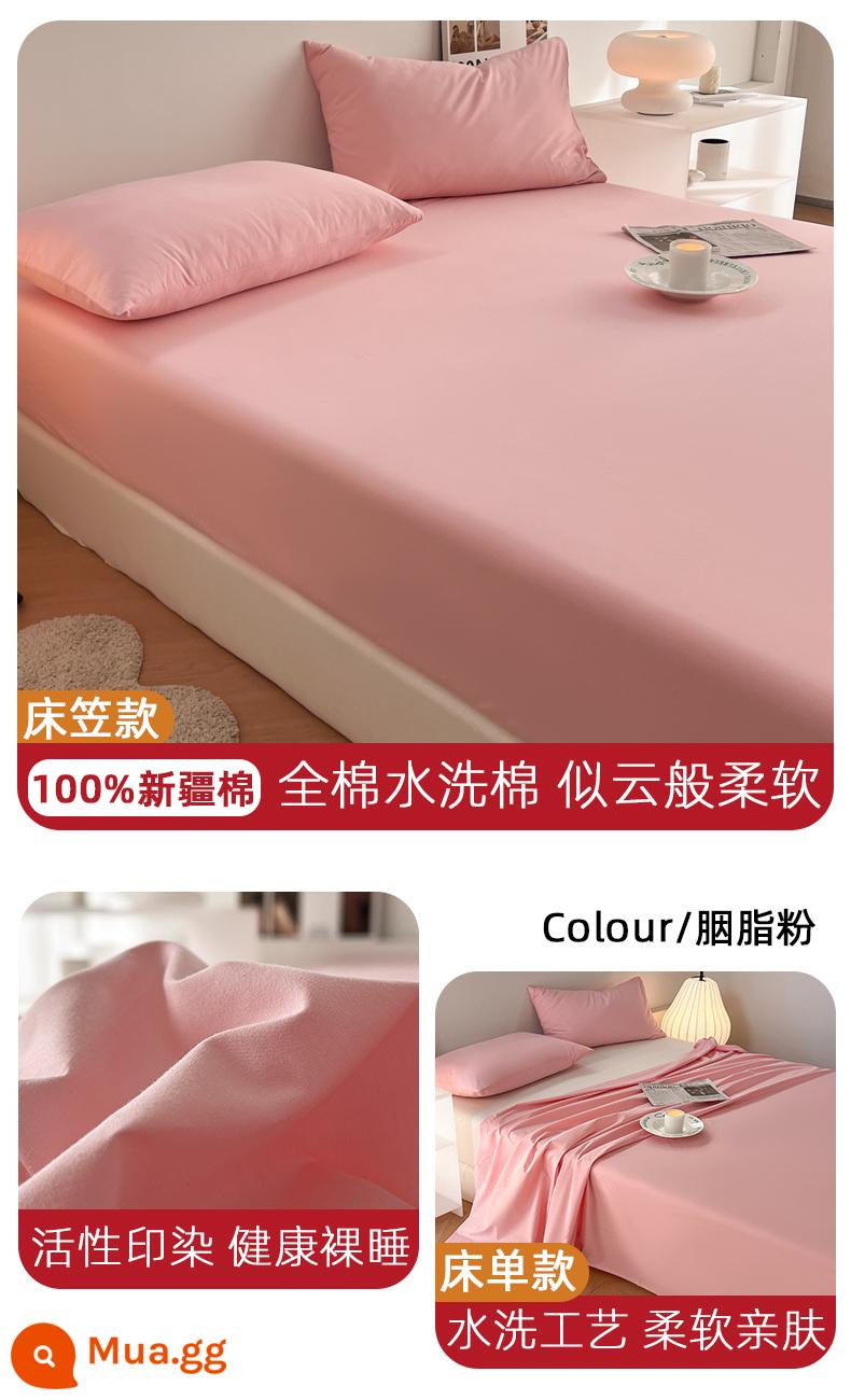 Bông Rửa Sạch Bông Trang Bị Tấm 3 Bộ Mùa Đông Cotton Drap Giường 1 Tấm Bộ Simmons Túi Giường Nệm - bột màu hồng kb