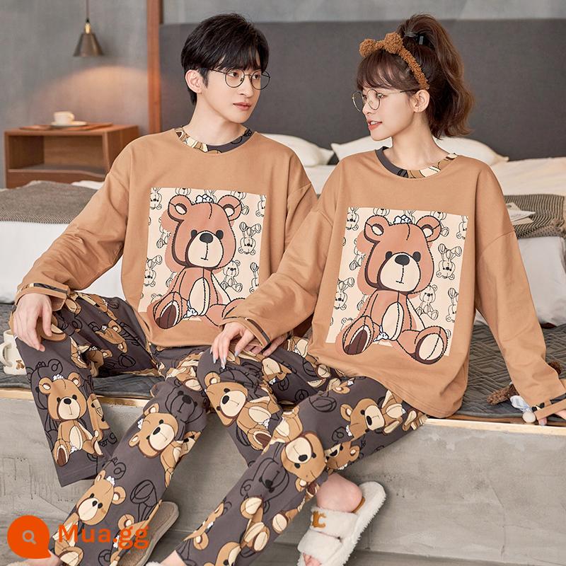 Bộ Đồ Ngủ Cặp Đôi Mùa Xuân Và Mùa Thu Cotton Nguyên Chất Dài Tay Quần Nữ Hoạt Hình Dễ Thương Size Lớn Rời Nam Homewear Bộ - XY2418--