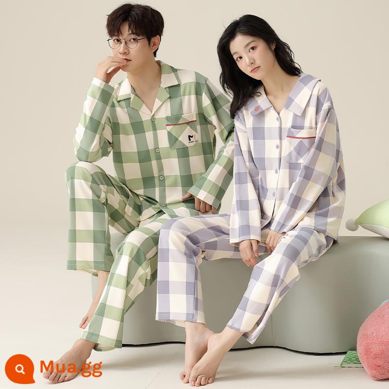 Bộ Đồ Ngủ Cặp Đôi Mùa Xuân Và Mùa Thu Cotton Nguyên Chất Dài Tay Quần Nữ Hoạt Hình Dễ Thương Size Lớn Rời Nam Homewear Bộ - 58309