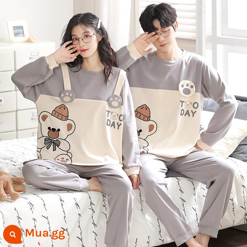 Bộ Đồ Ngủ Cặp Đôi Mùa Xuân Và Mùa Thu Cotton Nguyên Chất Dài Tay Quần Nữ Hoạt Hình Dễ Thương Size Lớn Rời Nam Homewear Bộ - XGLC58180--