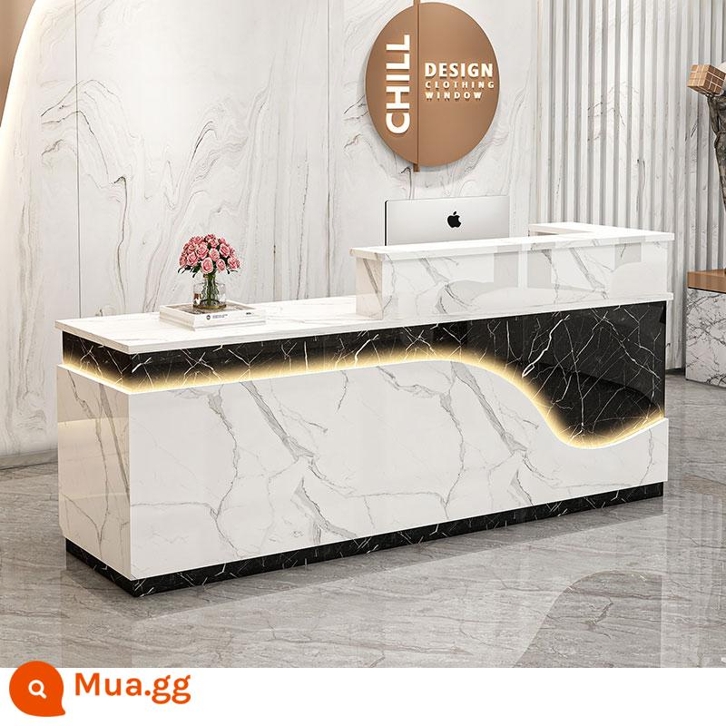 Quầy bar quầy tính tiền quầy lễ tân công ty quầy lễ tân cao cấp đơn giản hiện đại shop thẩm mỹ viện quầy nhỏ - Hoa văn đá đen + hoa văn ngọc, sơn, trái cao