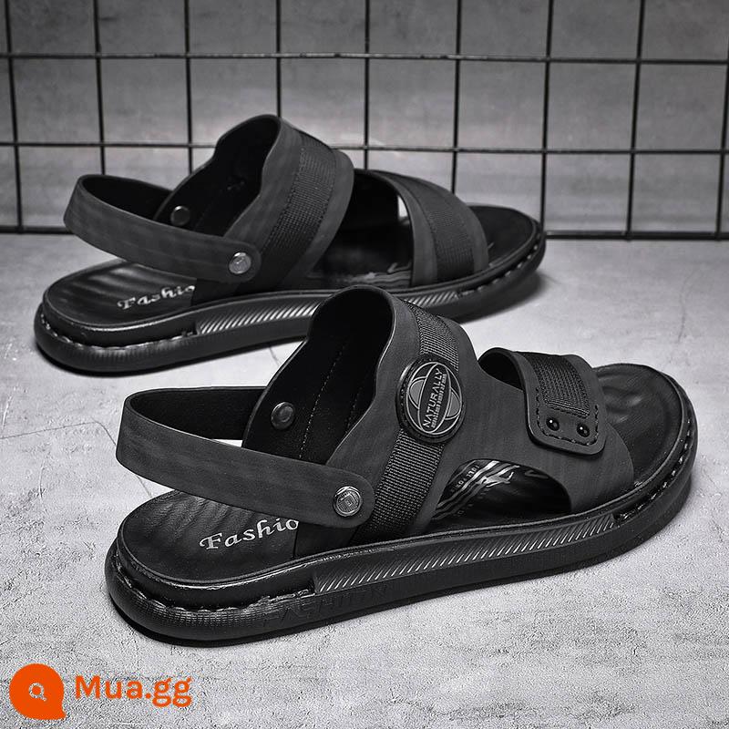 Bố Giày Sandal Nam Mùa Hè Ngoài Trời Đi Lái Xe Thể Thao Giải Trí Chống Trơn Trượt Khử Mùi Đáy Mềm Chịu Mài Mòn Dép Đi Biển - Đen-6611