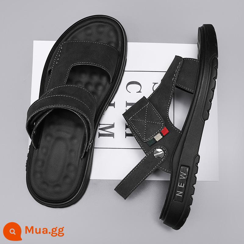 Bố Giày Sandal Nam Mùa Hè Ngoài Trời Đi Lái Xe Thể Thao Giải Trí Chống Trơn Trượt Khử Mùi Đáy Mềm Chịu Mài Mòn Dép Đi Biển - Đen--0700