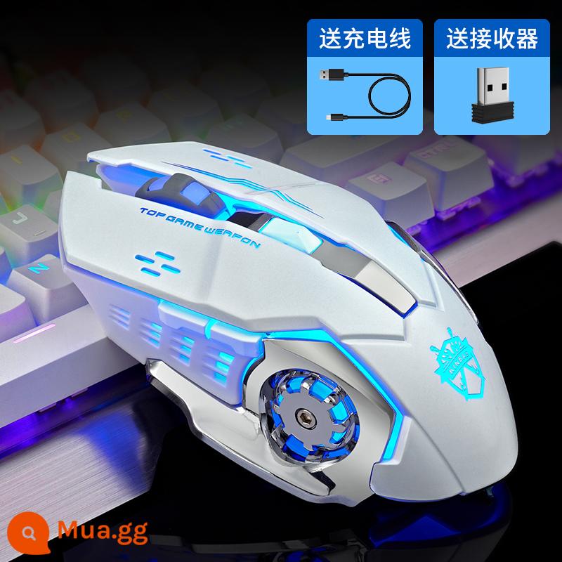 Chuột Bluetooth chơi game cơ không dây Thích hợp cho Lenovo Dell HP HP Xiaomi Huawei Có thể sạc lại Phong cách bé trai và bé gái Dễ thương chơi game văn phòng Máy tính xách tay tắt tiếng Âm thanh không giới hạn - Gương trắng (pin đôi ★ chip cao cấp ★ nút im lặng)