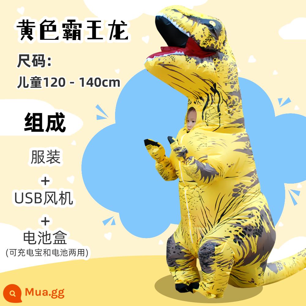 Trang Phục Giáng Sinh Trẻ Em Kỷ JuRa Trưởng Thành Khủng Long Khủng Long Tyrannosaurus Rex Bơm Hơi Quần Áo Hoạt Hình Ngộ Nghĩnh Búp Bê Trang Phục Biểu Diễn - trẻ em màu vàng