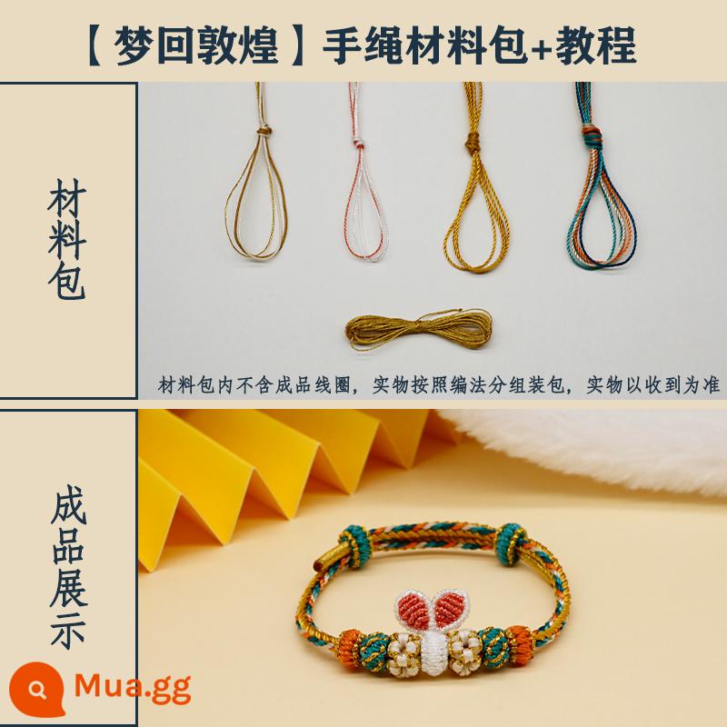 Handmade DIY Dệt Thỏ Năm Mới Tay Chất Liệu Dây Túi Tự Chế Đôi Tai Thỏ Dễ Thương Cặp Đôi Quà Tặng Handmade - Video hướng dẫn miễn phí về vật liệu vòng tay Dream Back to Dunhuang