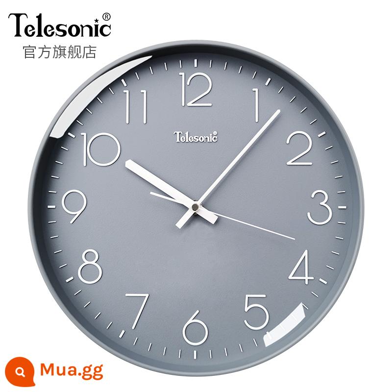 Telesonic/King Xingxing Modern Simple Watch Nhà phòng khách S yên tĩnh đồng hồ thời trang đồng hồ trang trí Bắc Âu - 12 inch màu xám (đường kính 30,5 cm) [chuyển động im lặng + thay thế 365 ngày]