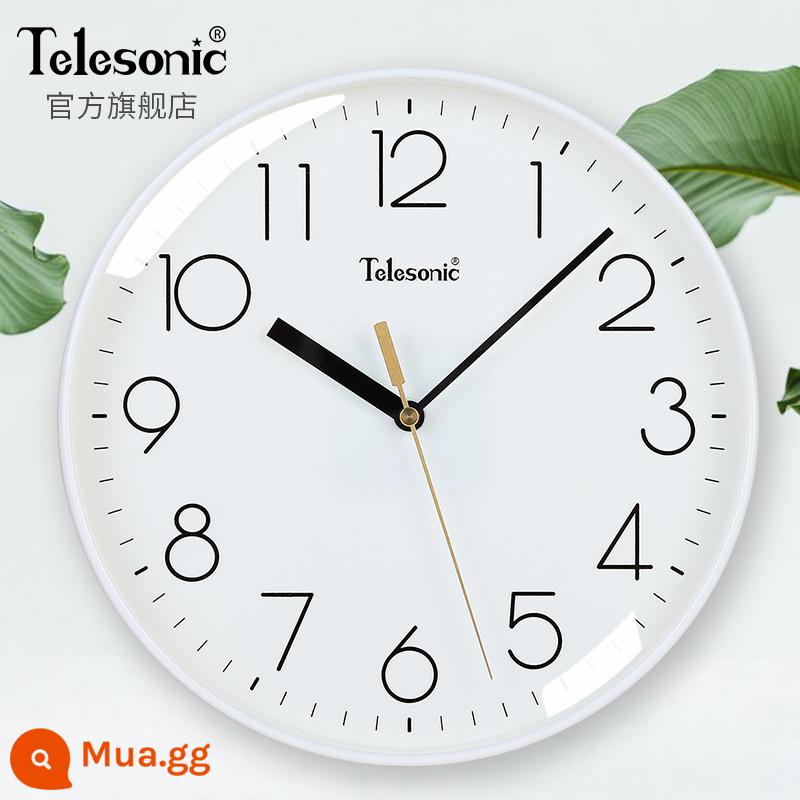 Telesonic/King Xingxing Modern Simple Watch Nhà phòng khách S yên tĩnh đồng hồ thời trang đồng hồ trang trí Bắc Âu - 10 inch màu trắng (đường kính 25,5 cm) [chuyển động im lặng + thay thế 365 ngày]