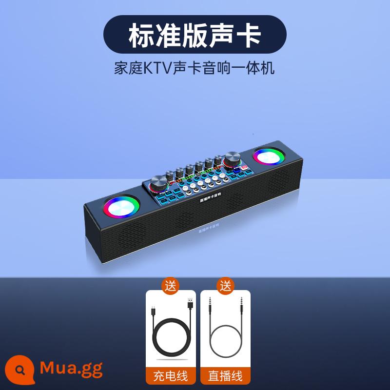 Sound card âm thanh sống động Trọn bộ micro không dây Douyin quốc k thu âm bài hát chuyên dụng điện thoại di động máy tính - Card âm thanh đơn màu đen [Loa Bluetooth + tạo tác karaoke + chèn thẻ TF + thay đổi giọng nói ma thuật]