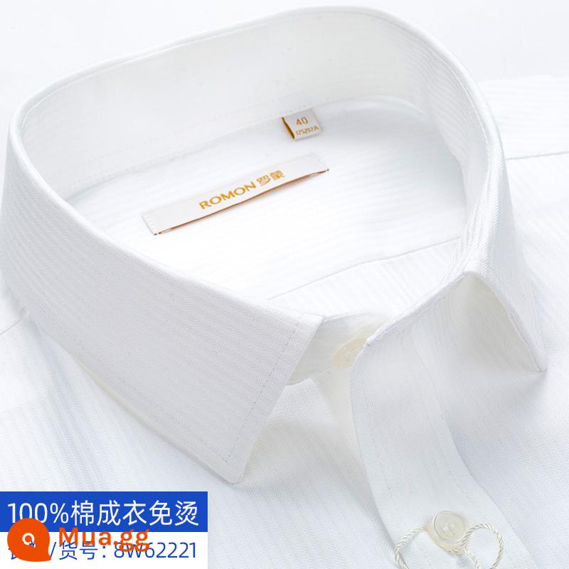 Áo sơ mi romon cotton không có sắt nam dài tay mùa xuân 2023 và thanh niên trung niên kinh doanh trang trọng áo sơ mi cotton sọc xanh giản dị - 8W62221